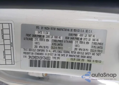 2025 Mazda Cx-30 2.5 S Preferred Package z USA, uszkodzony, nr VIN 3MVDMBCMXSM784850